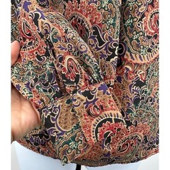 Jessica Lynn Pleated Paisley Blouse Mock Neck Long Sleeves Size 8 Vintage 1980s