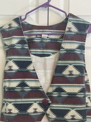 Vintage STAMPEDE Western Tie Back Vest Southwest Aztec Print Sz Med