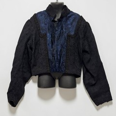 Antique Civil War Era Victorian Blouse Bodice Wedding Jacket Jacquard Mourning