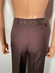Vintage 1970s Brown Polyester Sears Jr Bazaar Bell Bottoms Wide Leg Pants 26 W