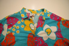 Vintage Hobie Cotton Hawaiian Floral Shirt Womens Jrs L 43″ Chest USA Made READ