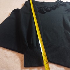 vintage 80s 90s velvet rosette balloon sleeve sweater sz m avant garde artsy