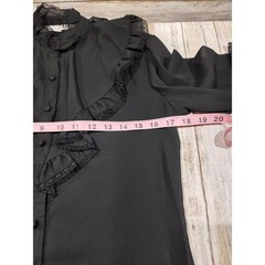 Albert Capraro Bonwit Teller Vintage Black Lace Ruffle Blouse Tie Neck Size 6