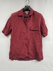 VTG Bamboo by Melrose Size Medium Top 100% Silk Oversized Blouse Burgundy