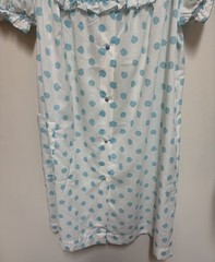 Vintage Barbizon Seraphim Batiste Blue White Polka Dot Nightgown House Dress Lg