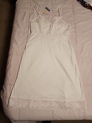 VINTAGE GAYMODE, SHADOW PANEL-LACY NYLON FULL SLIP–BUST 36 AVG. NWT