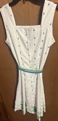 Vtg Vested Gentress 70’s White Blue Green Frog Print Belted Shift Maxi Dress 8