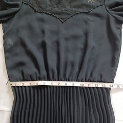 Rare Vintage Mr. Simon Womens Dress Black Sheer Midi Pleated Spider Web Size M
