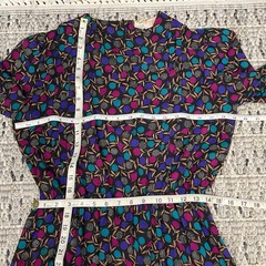 Vintage 80’s Lady Carol New York Midi Dress Pleated Colorful Floral Belted SZ 14