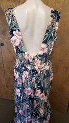 Vintage Robbie Bee Rayon Floral Hawaiian Jumpsuit, Wide/Palazzo Legs, Sz 14; EXC