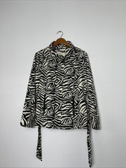 Vintage Puli Zebra Print Belted Utility Jacket Womens LG Y2K Indie Sleaze Cotton