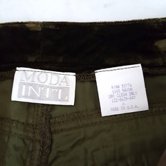 Vintage Moda Women’s Pants Slacks Green Velvet Belted Casual 31.5