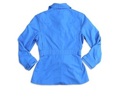 Vintage 70s Blue Belted Button-Up Lightweight Polyester Jacket Size 14