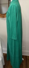 Vintage Evelyn Pearson Green Velour House Coat Zip & Tie Close Mad Men Retro 70s