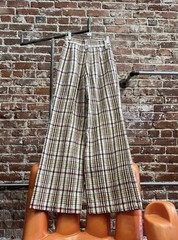 70s VTG Ms. Lee Plaid Wide Leg Flared Pants 24” Waist 34” Hip 29” Inseam
