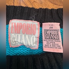 Vintage Emporio Gitano 80s 90s Oversized Polka Dot Sweater 2X Blue Black Pink