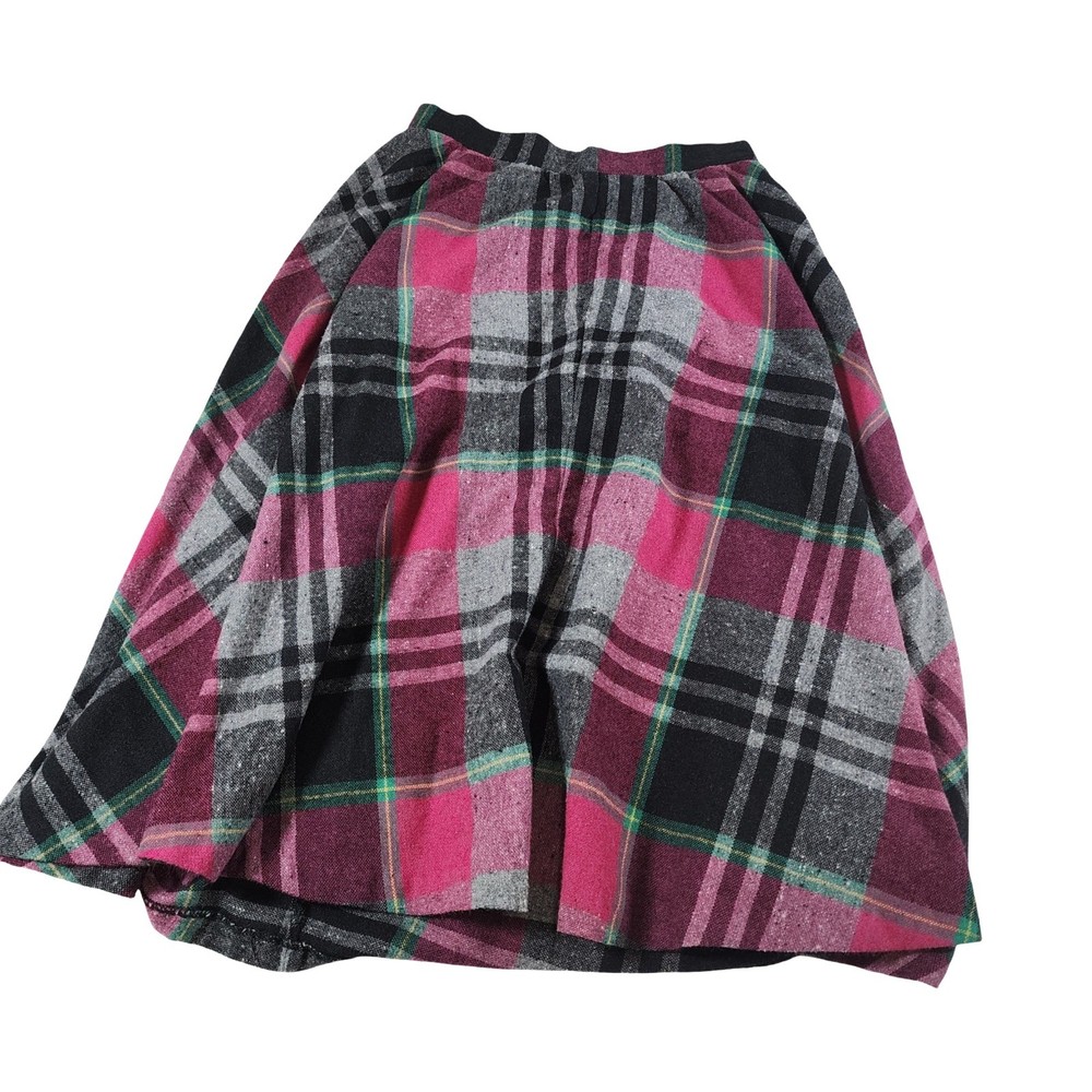 Vintage JCPenney Fashions Pink Plaid Wool Blend Midi Skirt High Waist USA 1030