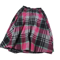 Vintage JCPenney Fashions Pink Plaid Wool Blend Midi Skirt High Waist USA 1030