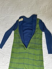 VTG 60’s Francesca For Damon Italy Green Blue Dress S/M Long sleeve MOD GoGo MCM