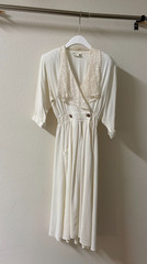 VTG Nina Piccalino Ivory Cream Dress Lace Collar Women’s Size 6 Midi Cottage