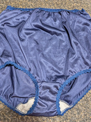 Vintage ASHLEY TAYLOR Navy Blue high rise granny panties nylon USA XL 8 brief