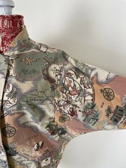 Vtg 80s Antique NAUTICAL SHIP MAP JACKET African Animal World Travel Egypt Coat