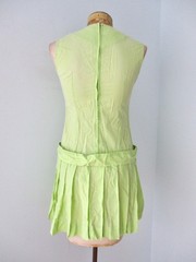 Vtg 60s 70s Donnkenny lime green Swiss dot drop waist scooter Gatsby dress XS/S