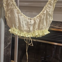 CUIRÉ ivory 100% Silk Camisole XL Regular Polyamide Elastane Lace Trim Tie Front