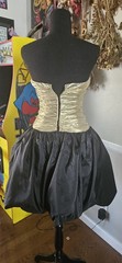 Vintage 1980s Gole And Black Lamè Strapless Bubble Skirt Prom Dress Mkd Sz 3/4