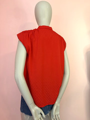 Vintage 80s Red Swiss Dot Bow Blouse Paris Chic Office Siren classic Top S M L