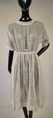 ANTIQUE 1920’S SWISS DOT COTTON BATISTE DRESS W LACE INSERTION
