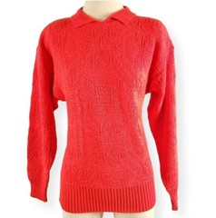 Vintage Ugly Christmas Sweater Pullover Demetre Nordic Womens L Red Wool Acrylic