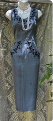 Blue 1950s dress vintage gray blue for cocktail evening party photoshoot reenac