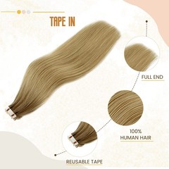 Highlight Tape in Hair Extensions Human Hair for Women,20 Inch Balayage Colored