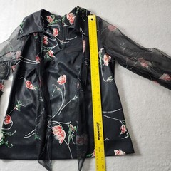 VTG Henry Allen Sheer Sleeve Floral Blouse Womens M Black Whimsigoth Romantic