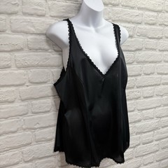 Vtg Montgomery Ward Nylon Black Wimsigoth Lace Cami Slip Top Lingerie 3X Boudoir