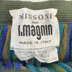 Vintage Missoni for I.Magnin Wave Knit Wrap Skirt Blue Green Striped Italy XXS