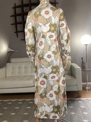 vintage 70’s Floral Dress Button Up Long Sleeve Dagger Collar Poly Maxi Dress