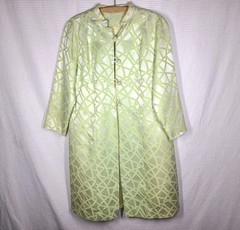 Vtg 60s Silk Spring Coat Lime Green Chartreuse Mid Length Knot Buttons M L