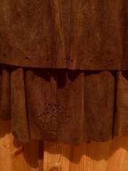 Great leather skirt suede skirt by L’estelle D’ore brand flounce pleated layers