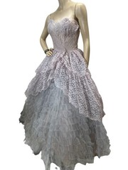 Vtg 50s Sz S 34 B 25 W Lavender Blue Prom Gown Dress Cupcake Strapless