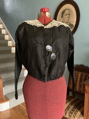 Antique 1910s Edwardian Half Mourning Black Shirtwaist Lace Pin Pince Nez S