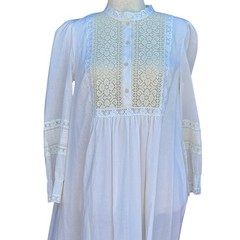 Willow Creek Vintage 2 Pc Prairie Dress Set M Blue Pink Floral Lace Cottagecore