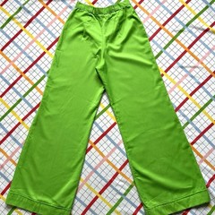 Vintage 1970s Ginger Tree Lime Green Wide Leg High Waisted Pants Womens Size XXS