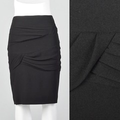 XS 1990s Escada Black Pencil Skirt Draped Detail Wear to Work Separates 90s VTG
