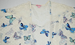 Vintage Candies Butterfly Top Size S/M 90s Semi Sheer Turquoise Butterfly Lace