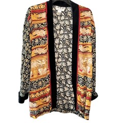 Vintage AKF New York Art To Wear Bold Mix Print Cover Up Jacket Open Size S Boho