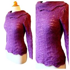 Vintage Purple Wool Mohair Cowl Neck Scalloped Ann Taylor Sweater – Small
