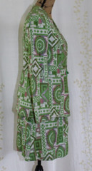 Vintage 1960s 1970s Mod Green Red Ivory Tapestry Mini Skirt Jacket Set Women’s S