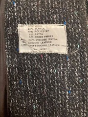 BBI Black Women’s Vintage Textured Tweed Wool Overcoat w/ Leather Trim L XL 